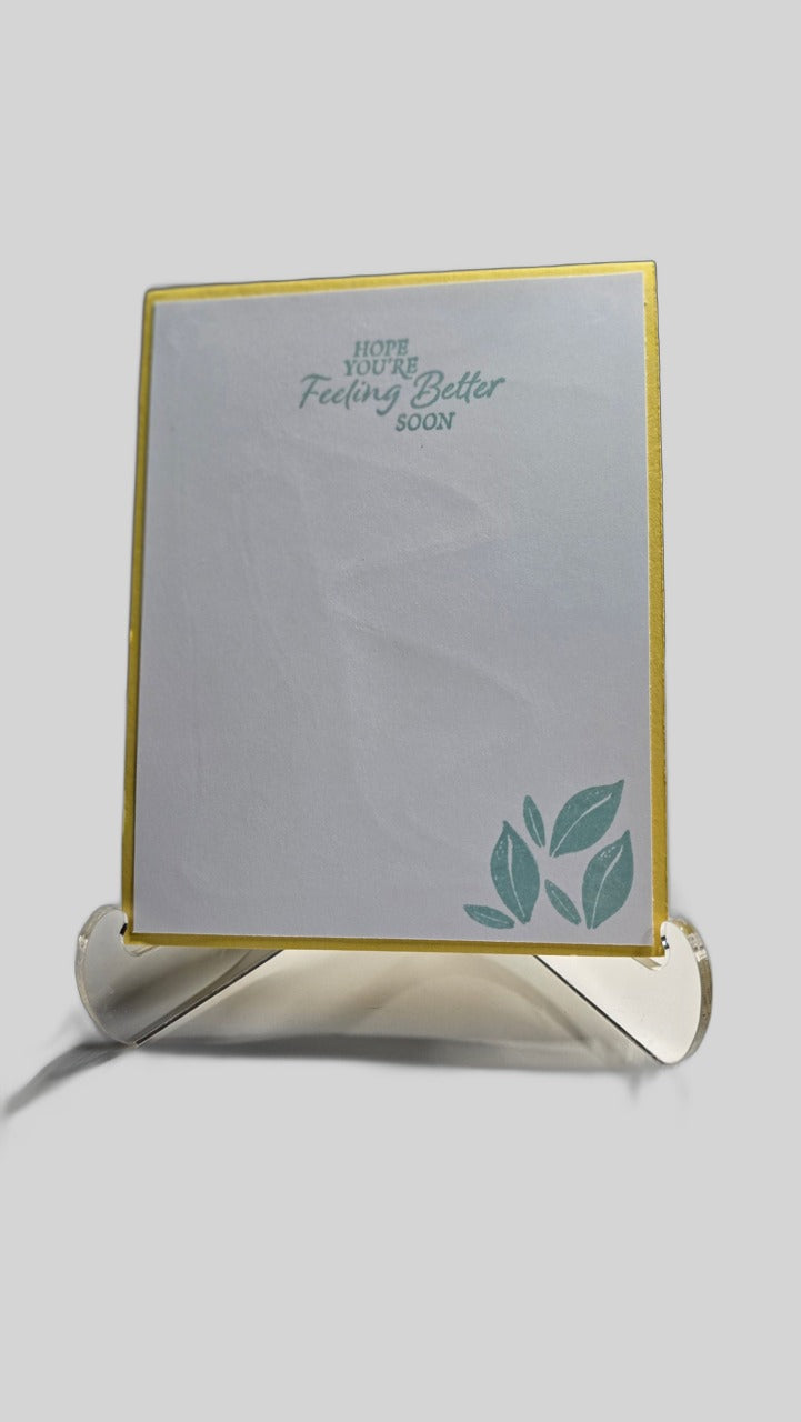 'Wishing You Well' Get Well Card – Yellow & Blue Floral, Handmade