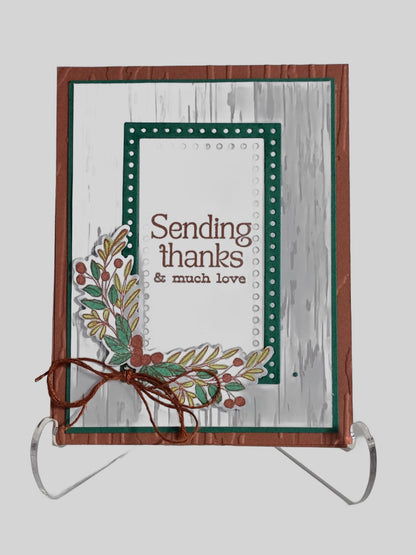 Rustic Green Thank You Card – Handmade