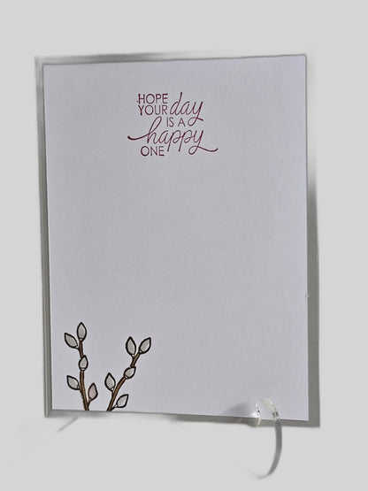 Red Bird Botanical Thinking of You Card – Handmade