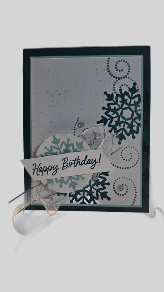 Teal Snowflake Birthday Card – Handmade