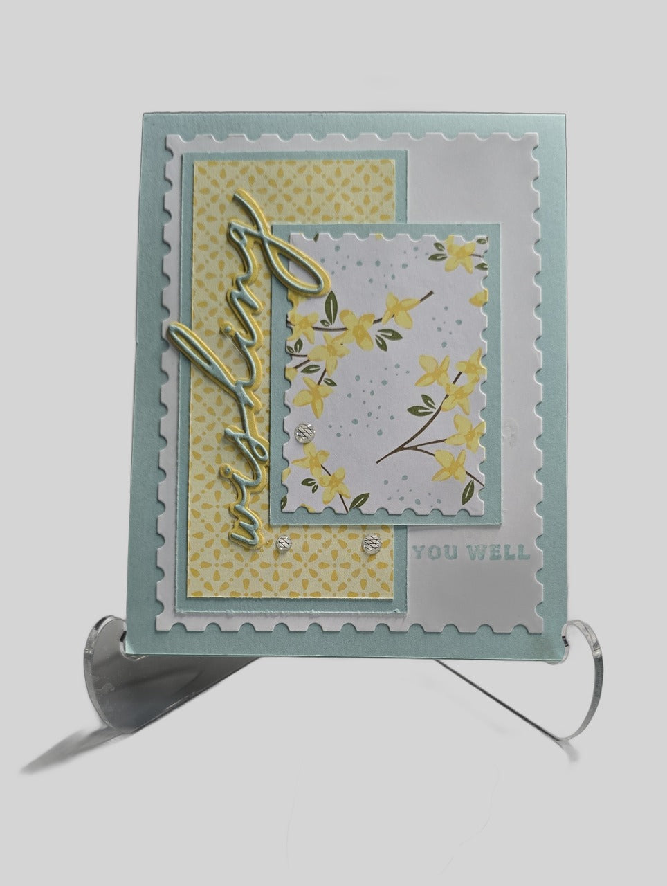 'Wishing You Well' Get Well Card – Yellow Blossom Branches, Handmade