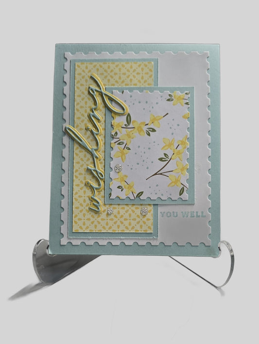 'Wishing You Well' Get Well Card – Yellow Blossom Branches, Handmade