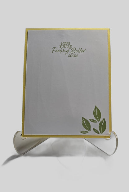 'Wishing You Well' Get Well Card – Yellow Gingham & Green, Handmade