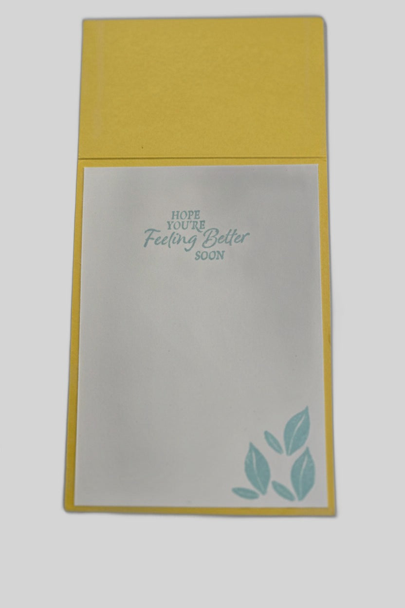 'Wishing You Well' Get Well Card – Yellow Daisy on Blue, Handmade